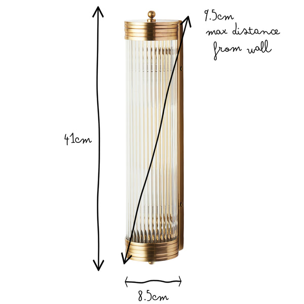 Pooky - Long Roddy ip44 Wall Light - Brass with Glass Rods