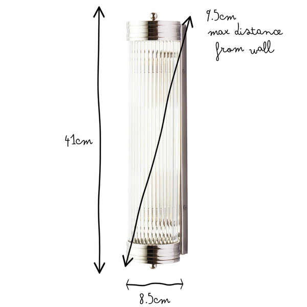 Pooky - Long roddy ip44 Wall Light - Nickel and Glass