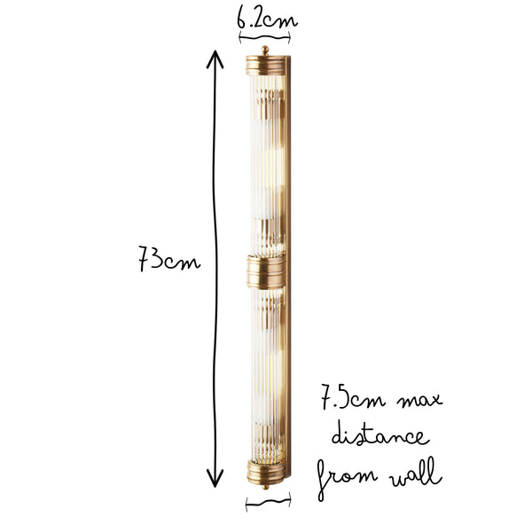 Pooky - Rodtastic ip44 Wall Light - Brass with Glass Rods