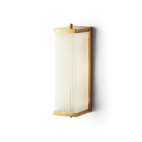 Pooky - Rectangular Roddy ip44 Rated Wall Light - Brass and Frosted Glass