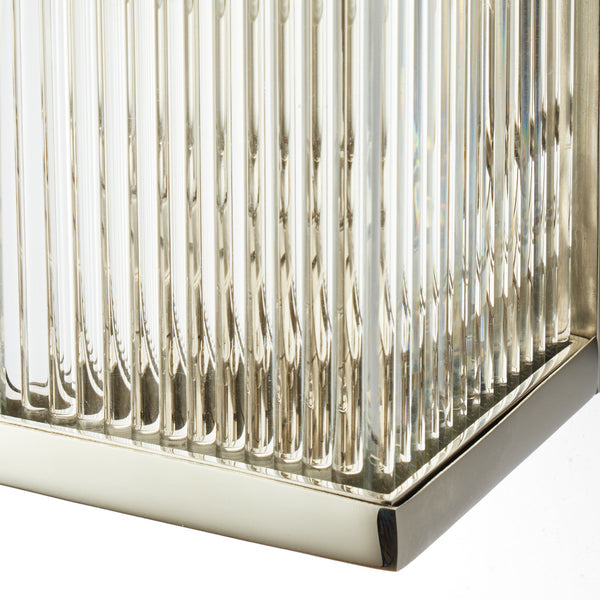 Pooky - Rectangular Roddy ip44 Rated Wall Light - Nickel and Glass