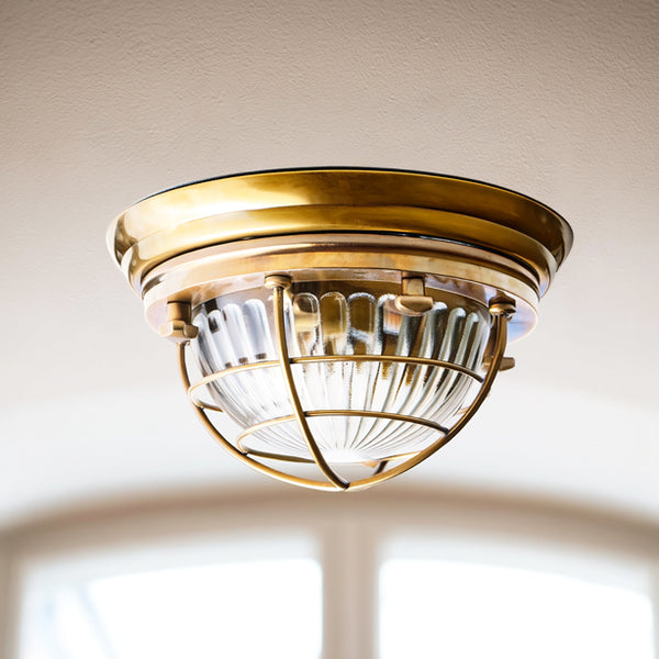 Pooky - Saturina Ip54 Flush Light - Outdoor - Brass and Glass