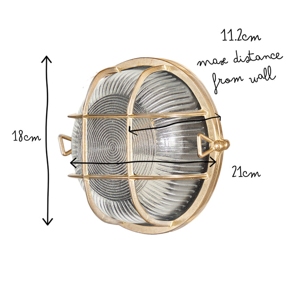 Pooky - Vasco Ip64 Round Bulkhead Wall Light - Unlacquered Natural Brass