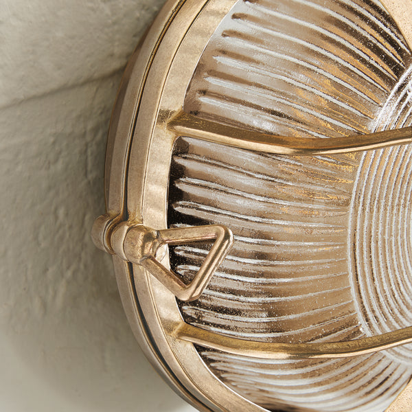 Pooky - Vasco Ip64 Round Bulkhead Wall Light - Unlacquered Natural Brass