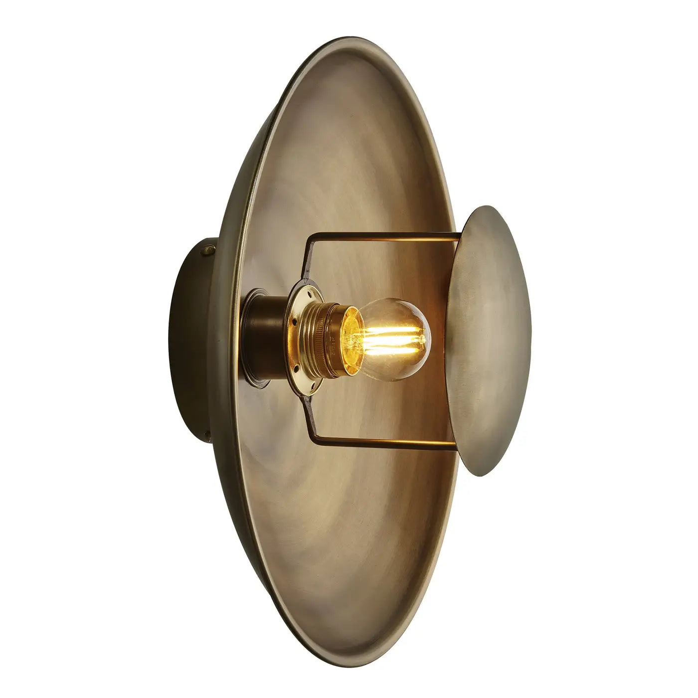 Industville Boston Round Metal Diffuser Wall Light Flush Mount 13 inch - Brass