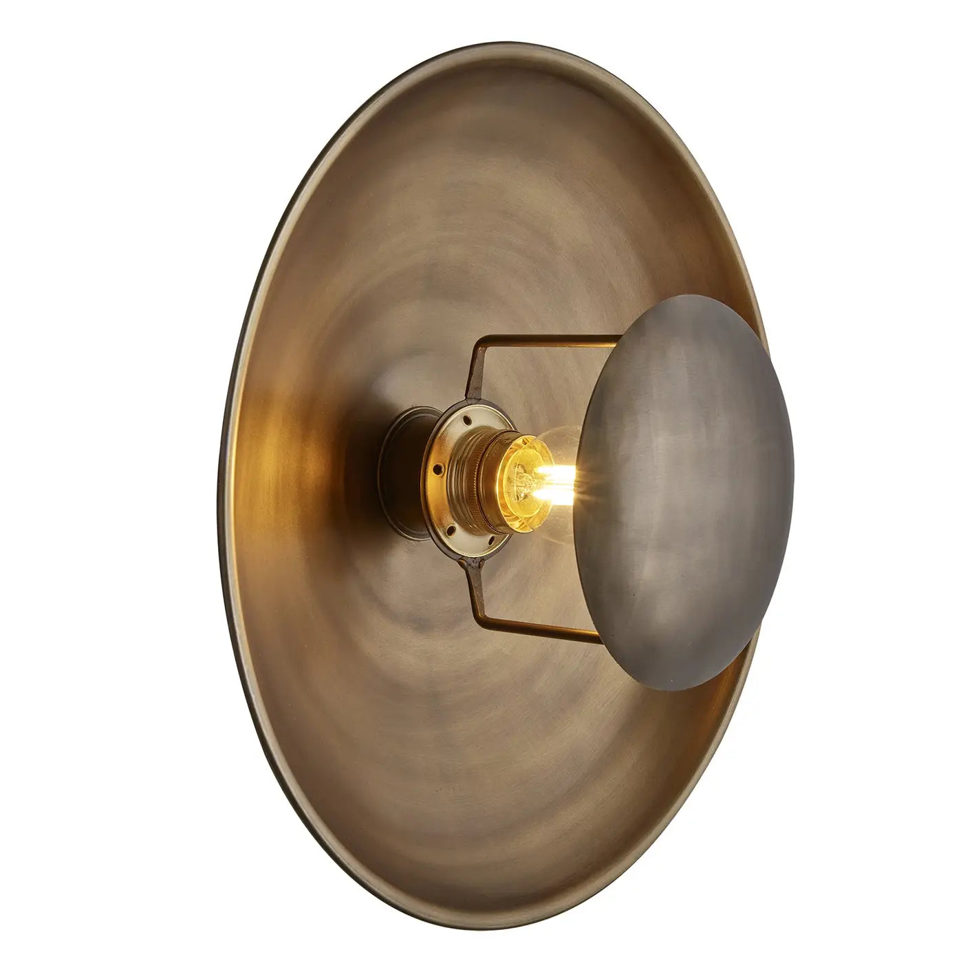 Industville Boston Round Metal Diffuser Wall Light Flush Mount 13 inch - Brass