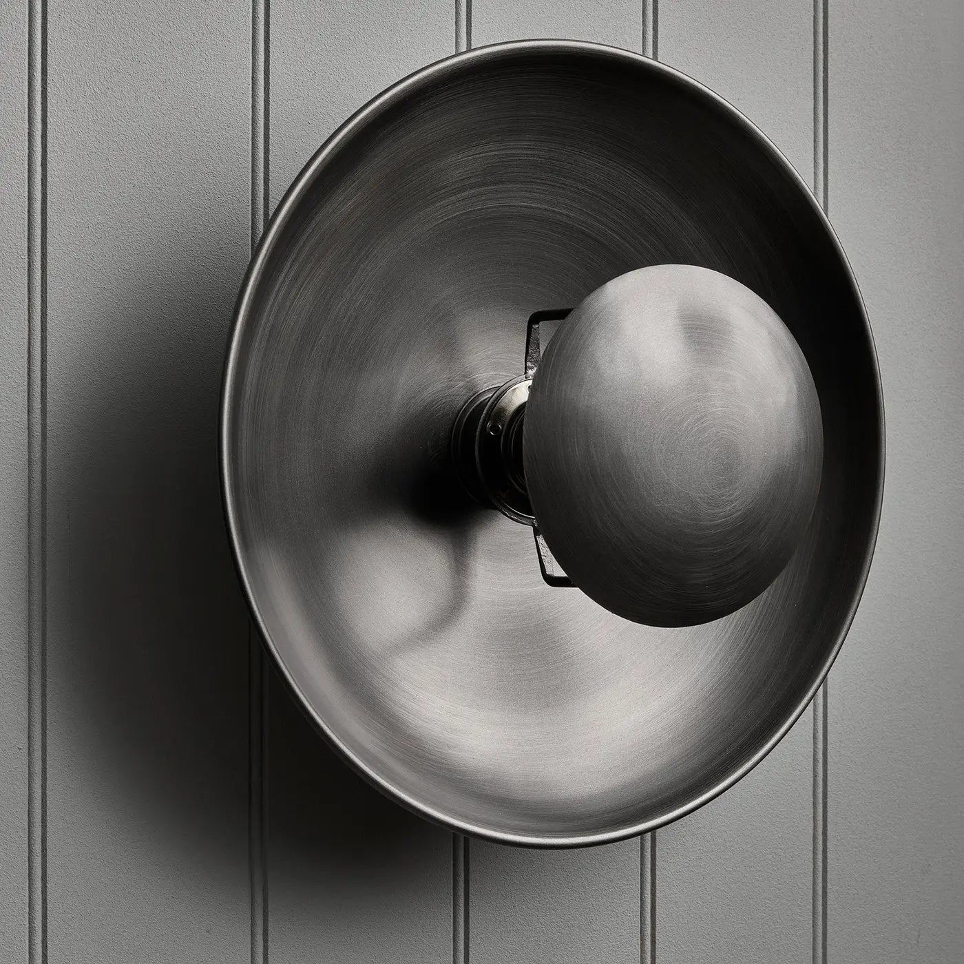 Industville Boston Round Metal Diffuser Wall Light Flush Mount 13 inch - Pewter