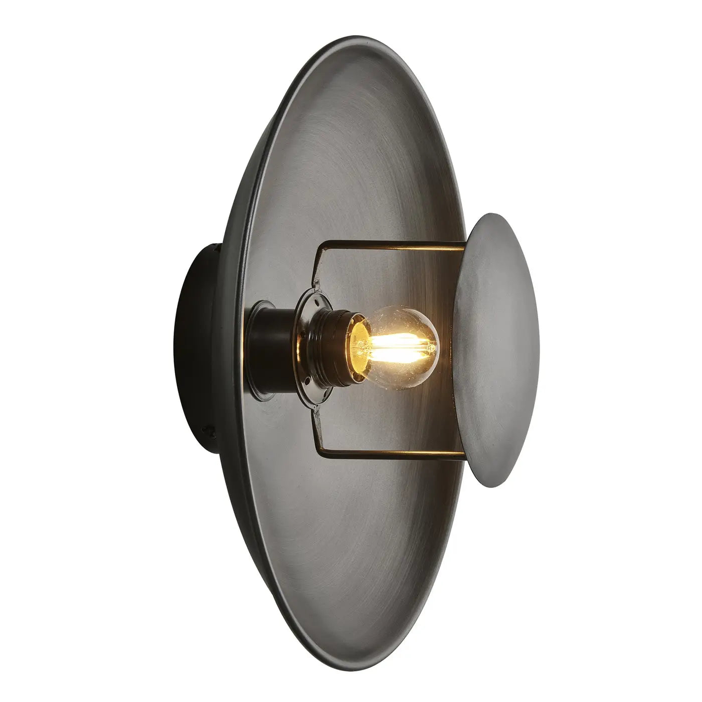 Industville Boston Round Metal Diffuser Wall Light Flush Mount 13 inch - Pewter