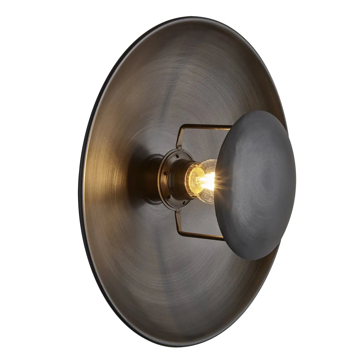 Industville Boston Round Metal Diffuser Wall Light Flush Mount 13 inch - Pewter