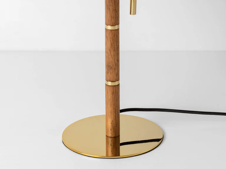 Houseof Wooden and Brass Disk Table Lamp