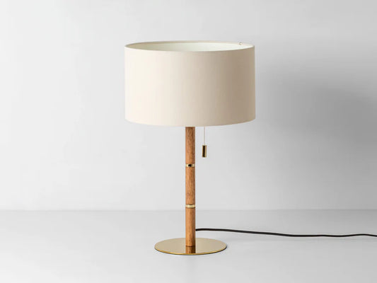 Houseof Wooden and Brass Disk Table Lamp
