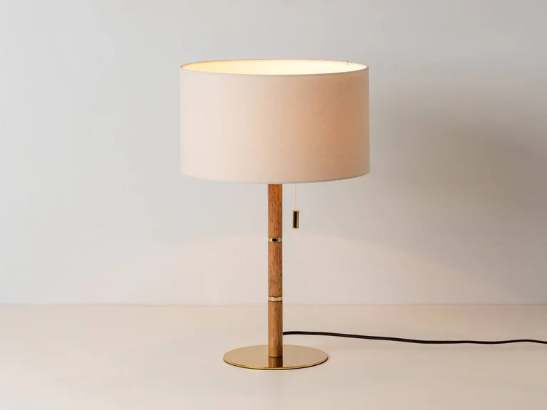 Houseof Wooden and Brass Disk Table Lamp