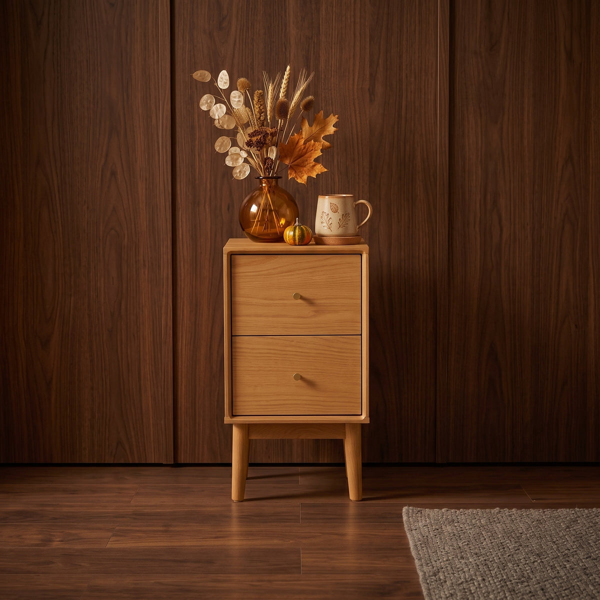 Fishe & Lilly Wright Narrow Oak Bedside Table