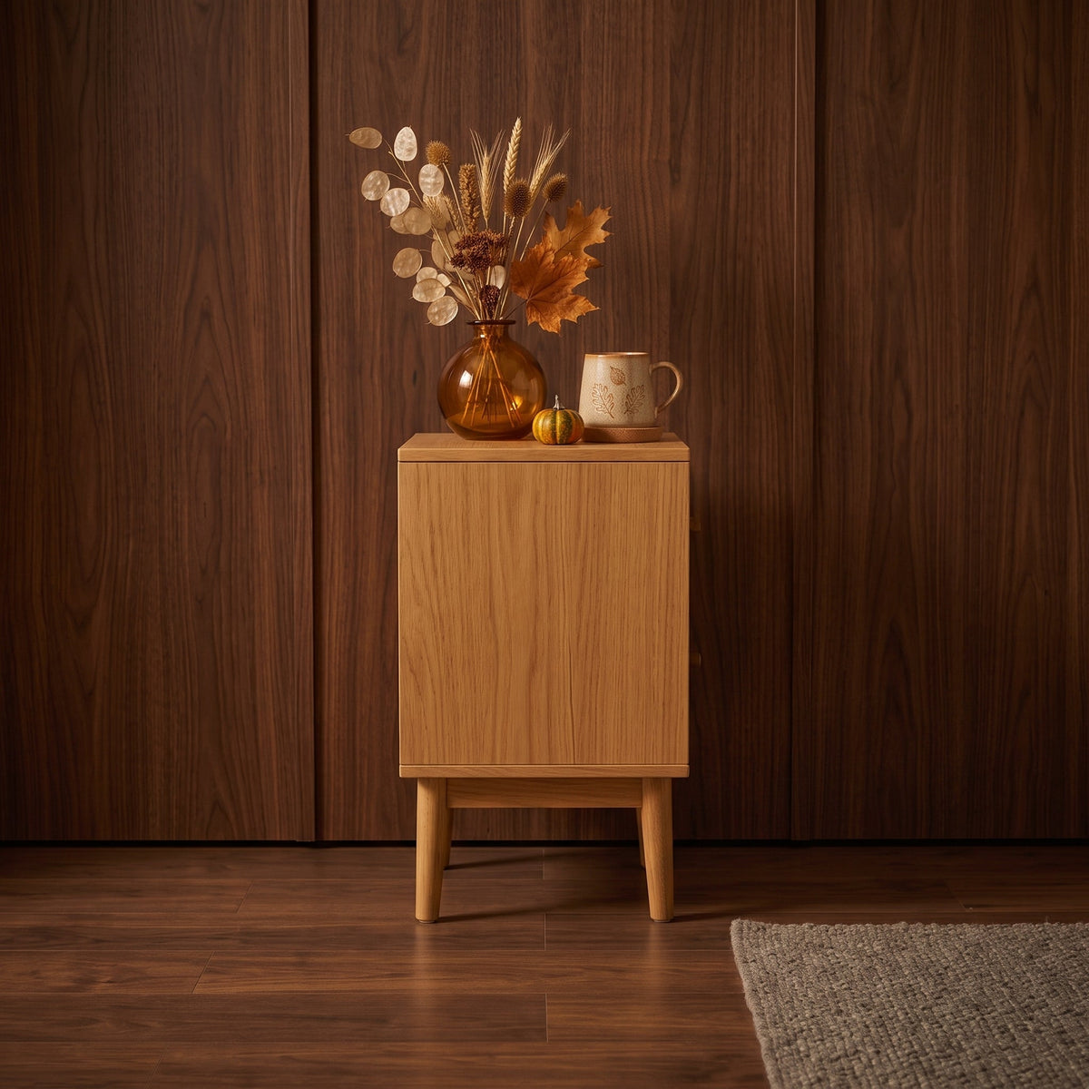 Fishe & Lilly Wright Narrow Oak Bedside Table