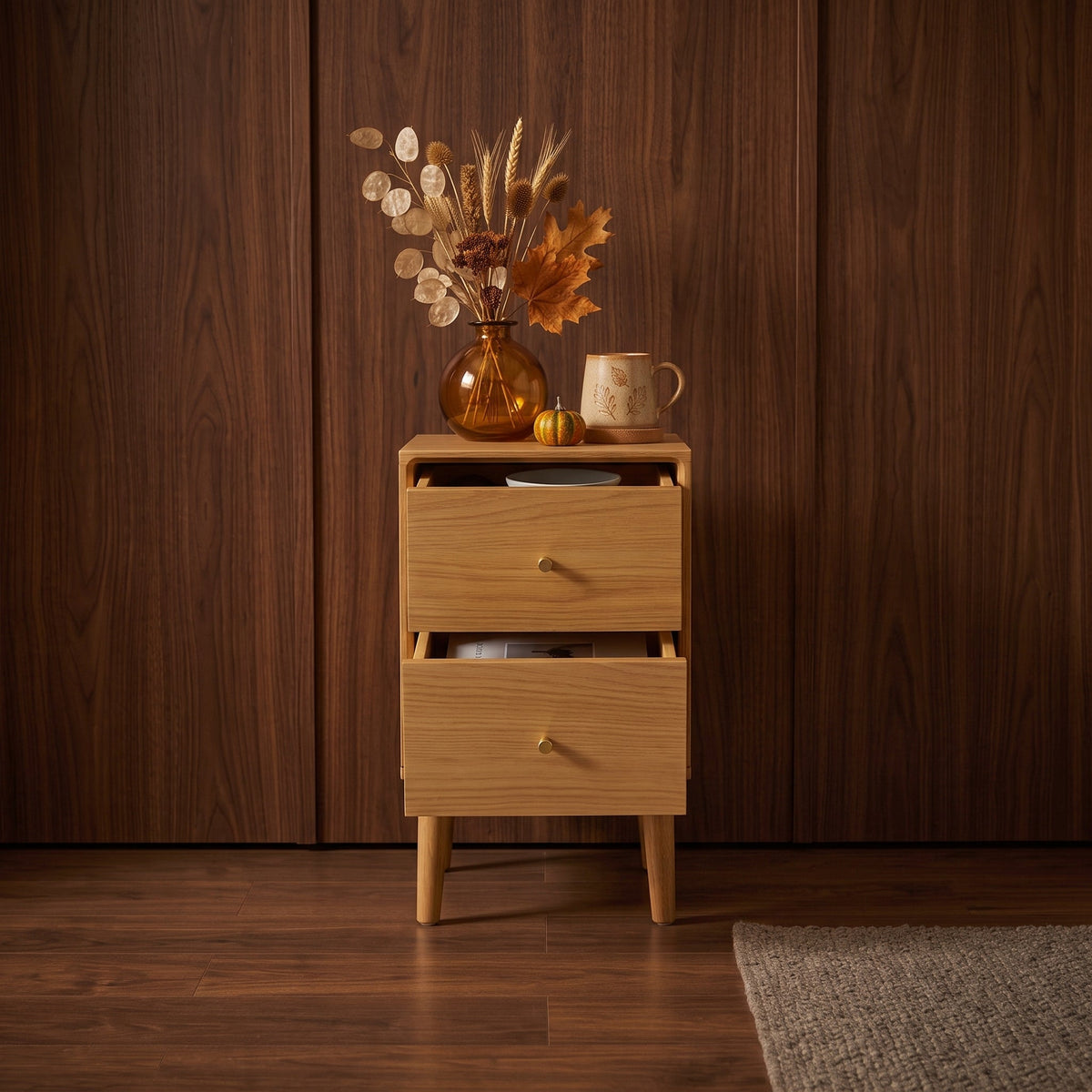 Fishe & Lilly Wright Narrow Oak Bedside Table