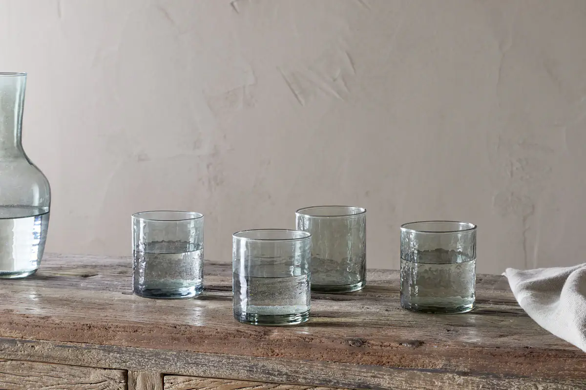 Nkuku - Yala Hammered Tumbler - Sage Green (Set of 4)