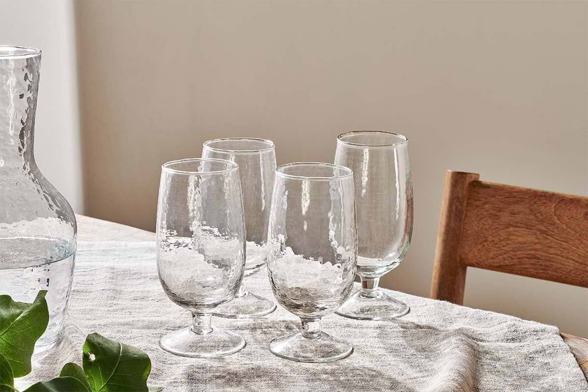 Nkuku - Yala Hammered Glass - Clear (Set of 4)