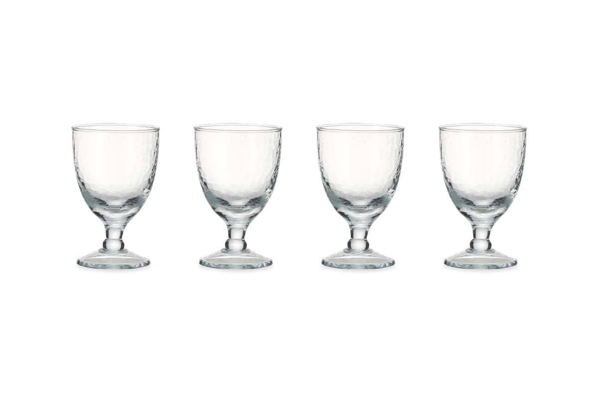 Nkuku - Yala Hammered Wine Glass - Clear Glass (Set of 4)