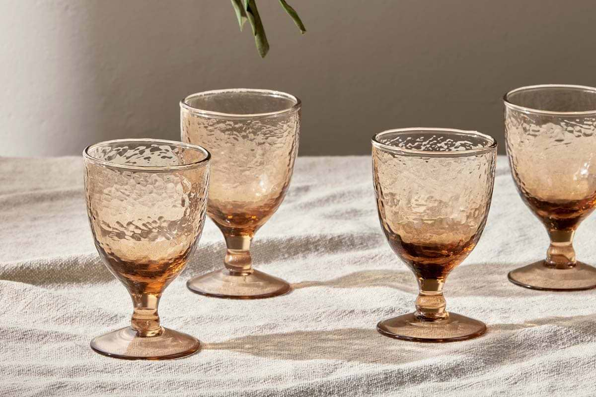 Nkuku - Yala Hammered Wine Glass - Dusty Terracotta (Set of 4)