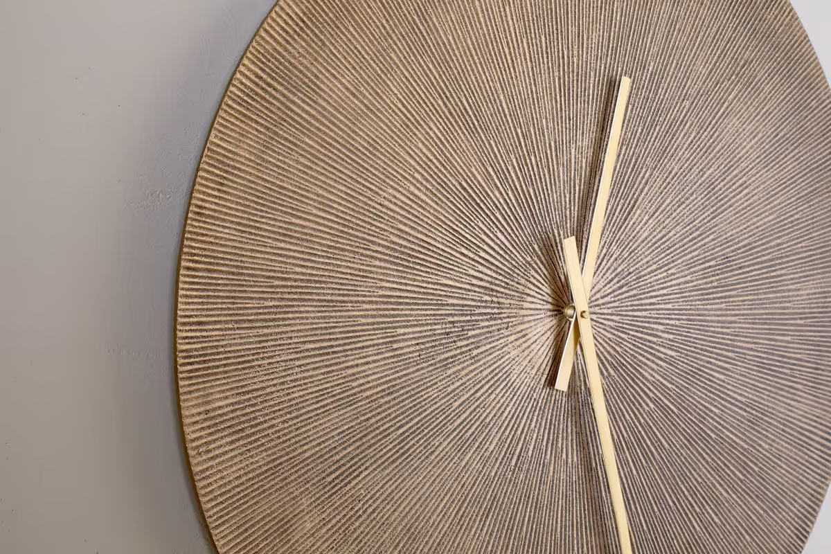 Nkuku - Zuwena Etched Wall Clock - Antique Brass - Large