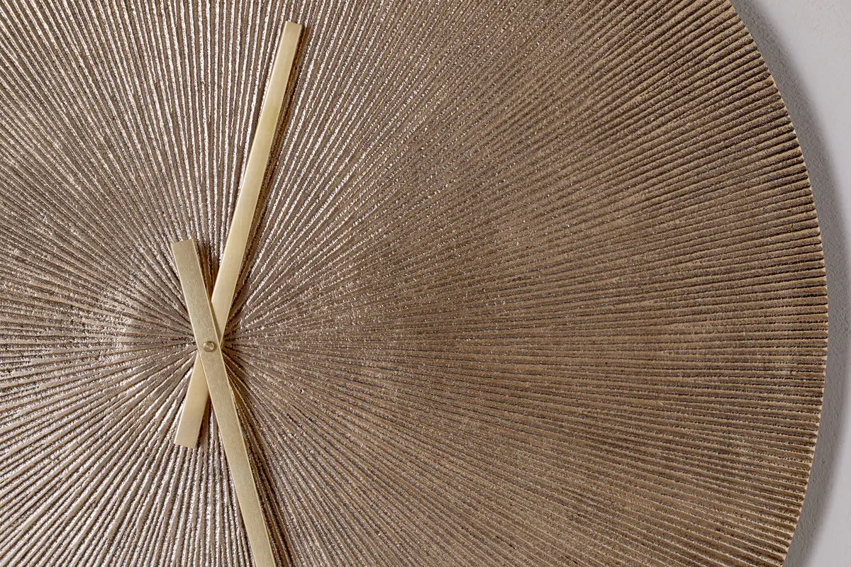 Nkuku - Zuwena Etched Wall Clock - Antique Brass - Large