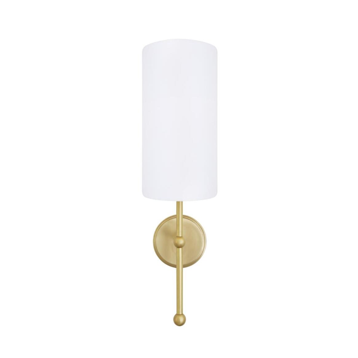 Mullan - Arizona Contemporary Brass Wall Light with Tall Fabric Shade 56cm IP20 - Satin Brass Finish