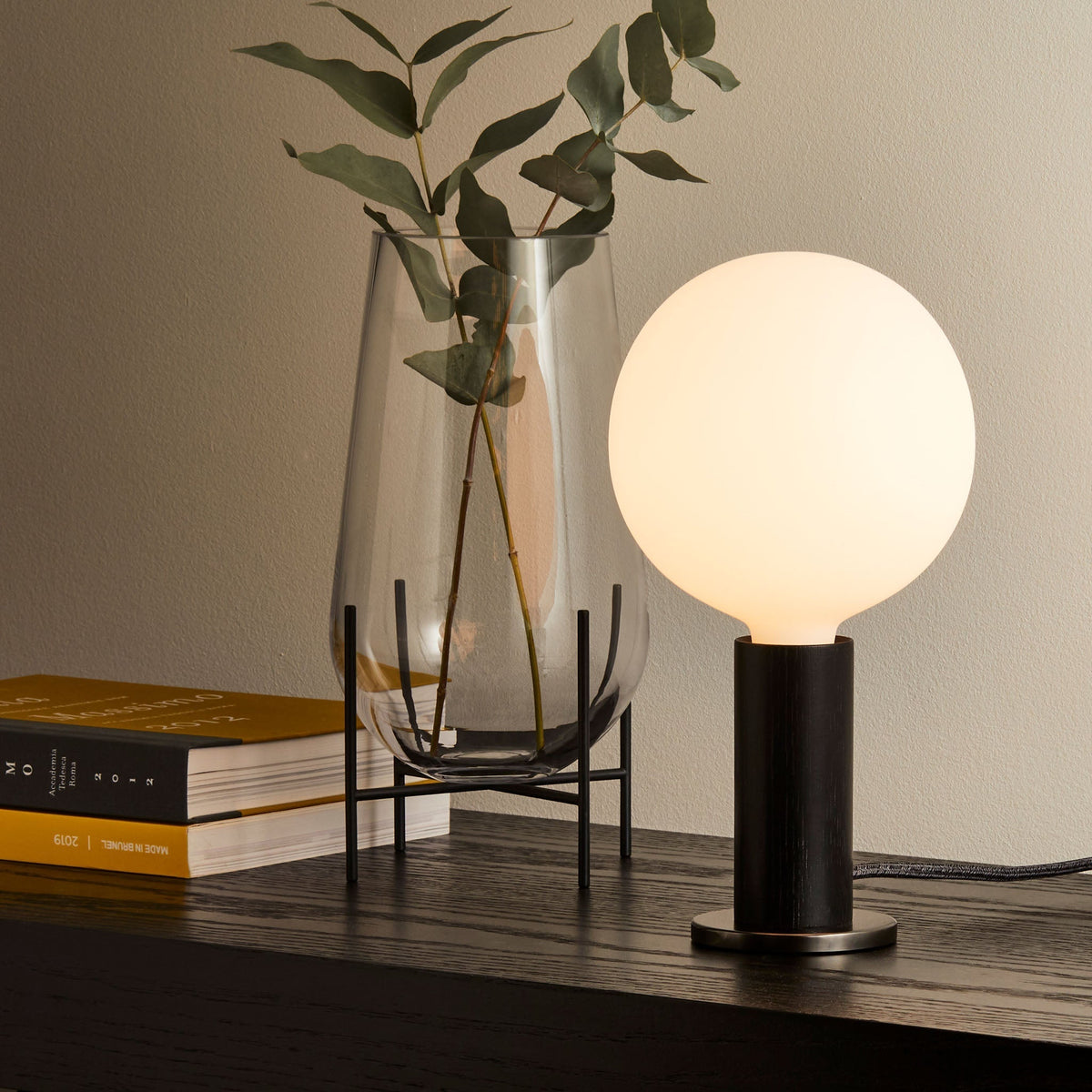 Tala Knuckle Table Lamp in Blackened Oak + Sphere IV