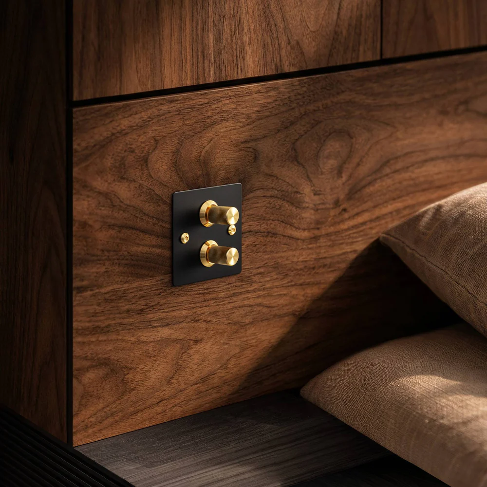 Buster & Punch - 1G Wall Plate For 2 Dimmers Only - Black Finish