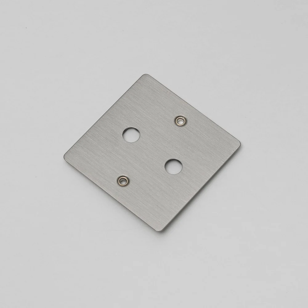 Buster & Punch - 1G Wall Plate For 2 Dimmers Only - Steel Finish