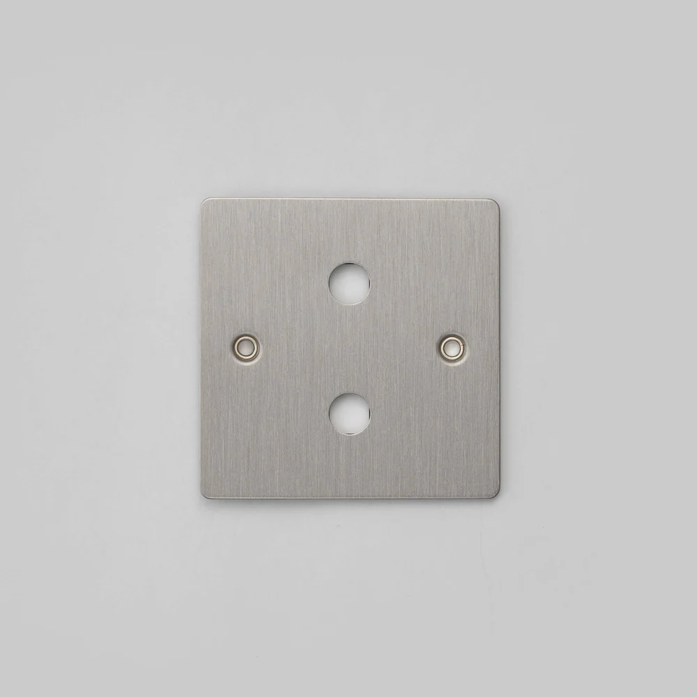 Buster & Punch - 1G Wall Plate For 2 Dimmers Only - Steel Finish