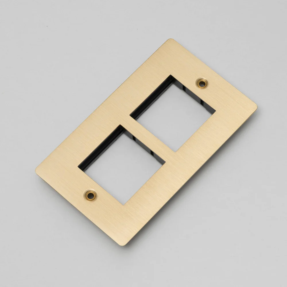 Buster & Punch - 2G Wall Plate For 2 Modules 45mm - Brass Finish