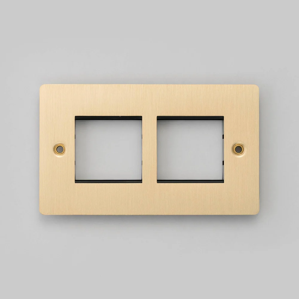 Buster & Punch - 2G Wall Plate For 2 Modules 45mm - Brass Finish