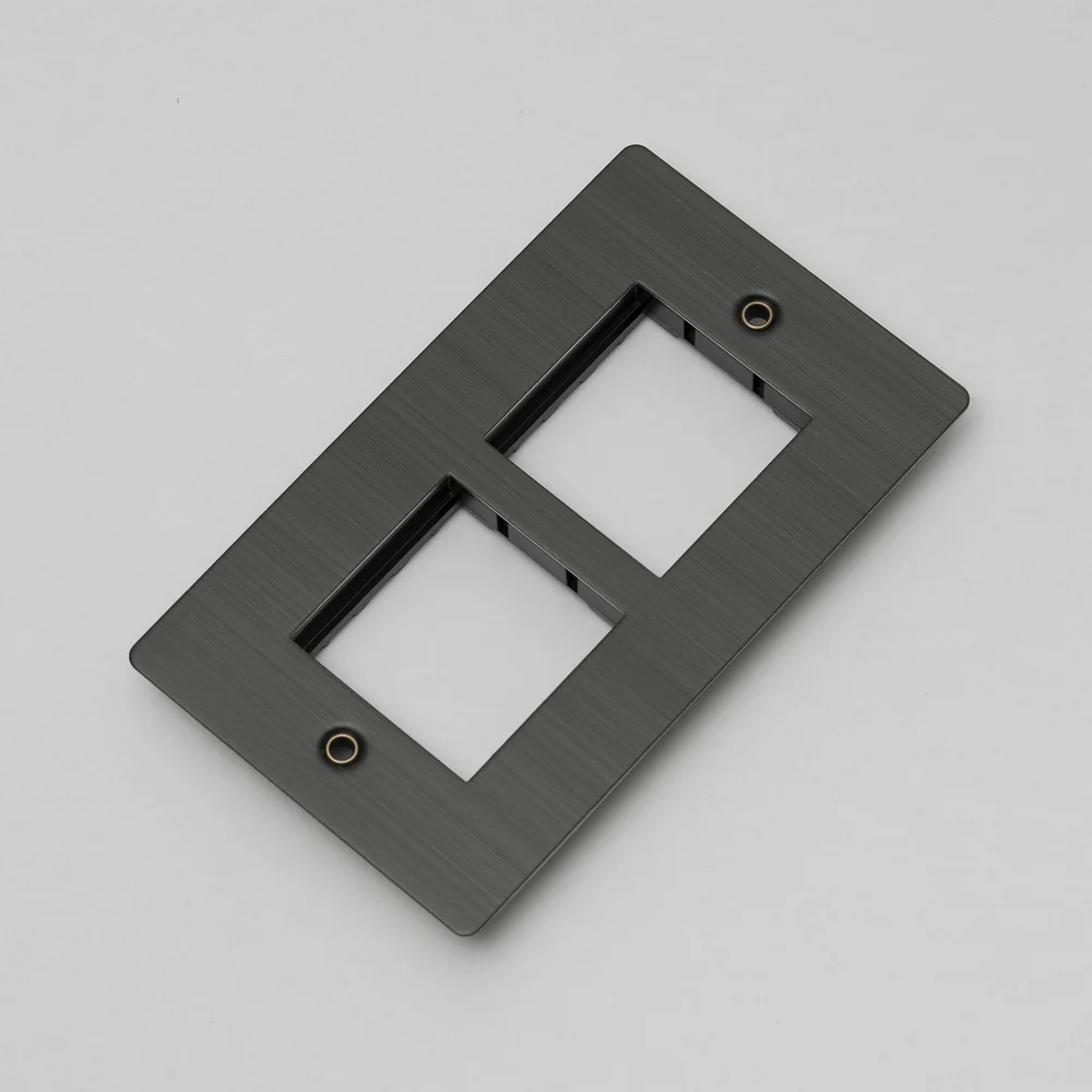 Buster & Punch - 2G Wall Plate For 2 Modules 45mm - Smoked Bronze Finish