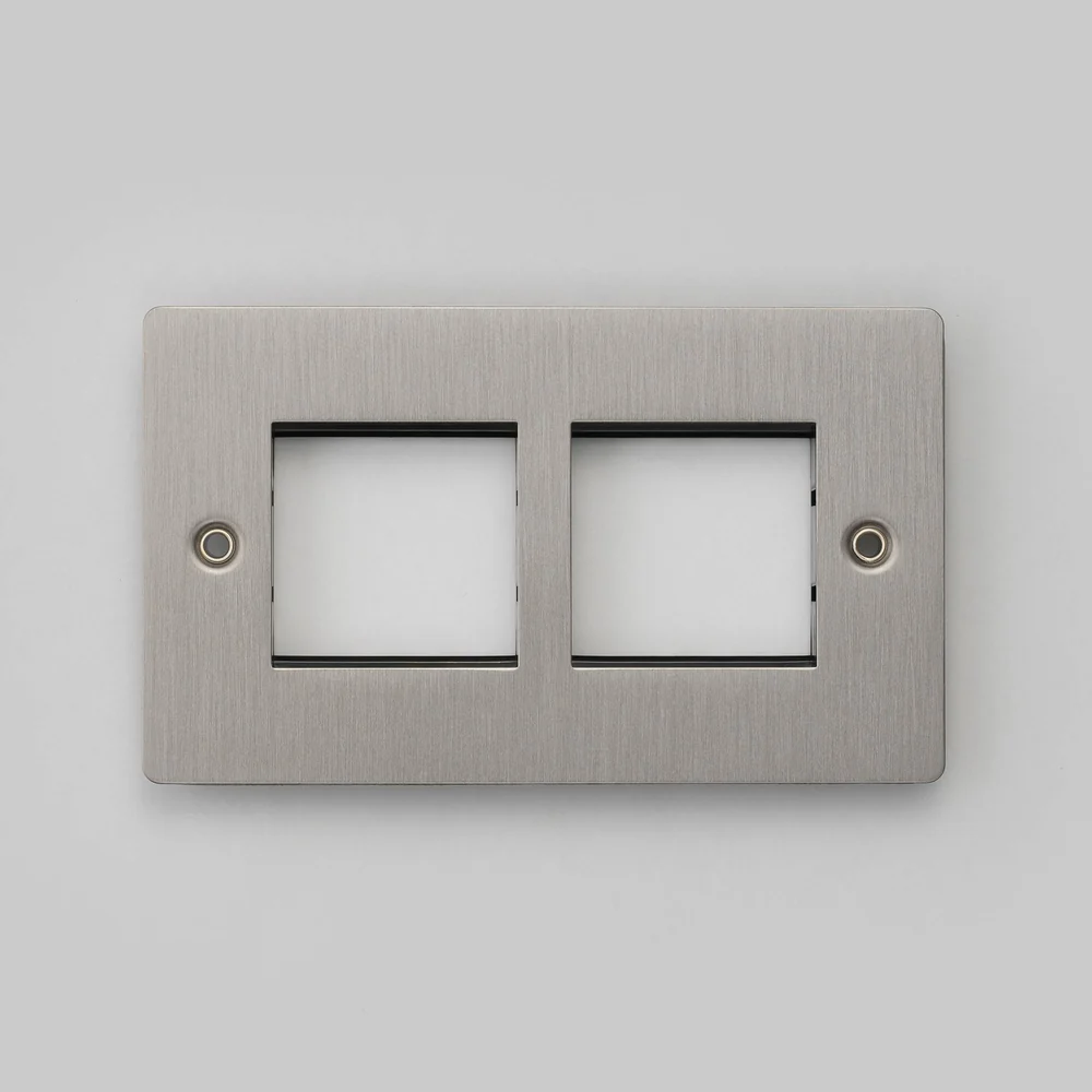 Buster & Punch - 2G Wall Plate For 2 Modules 45mm - Steel Finish