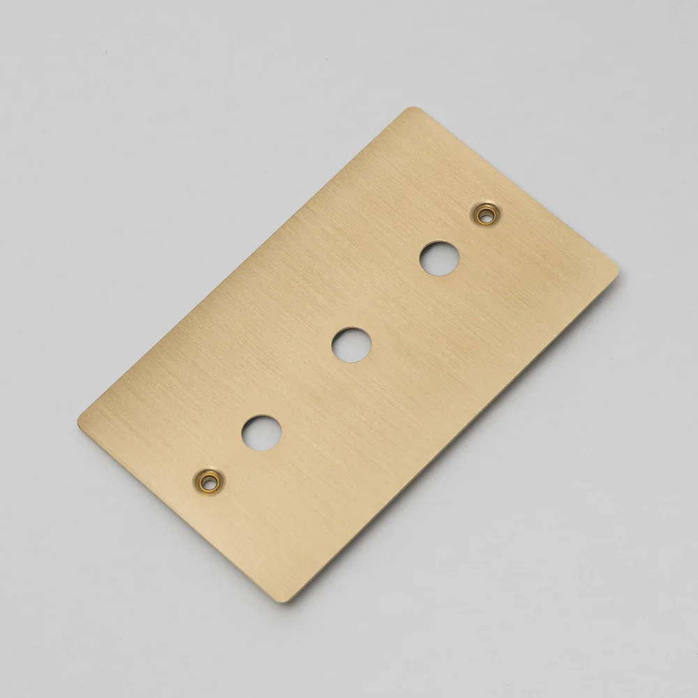 Buster & Punch - 2G Wall Plate For 3 Dimmers or Toggles - Brass Finish