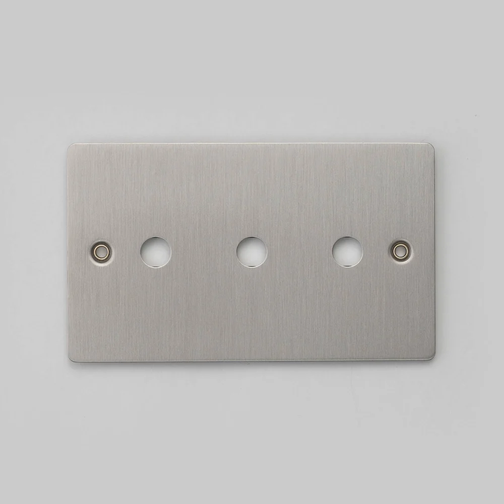 Buster & Punch - 2G Wall Plate For 3 Dimmers or Toggles - Steel Finish