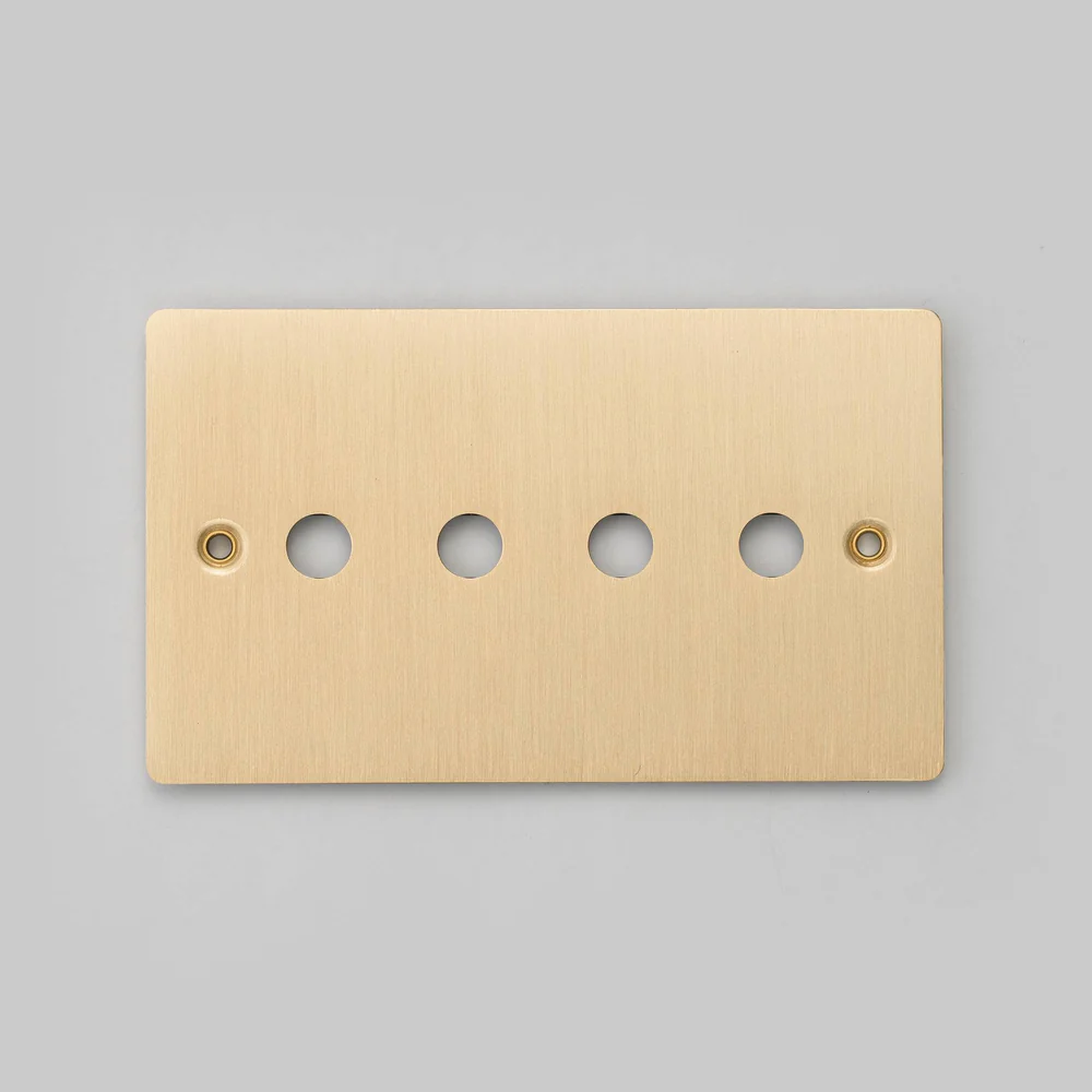 Buster & Punch - 2G Wall Plate For 4 Dimmers or Toggles - Brass Finish