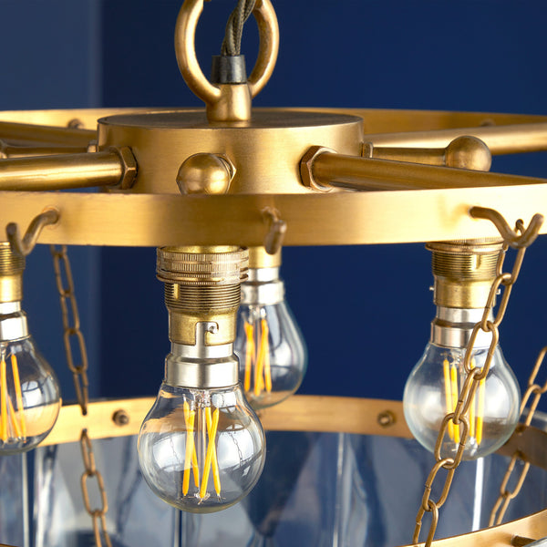 Pooky - Three Tiered Conchita Chandelier - Prismatic Glass And Brass