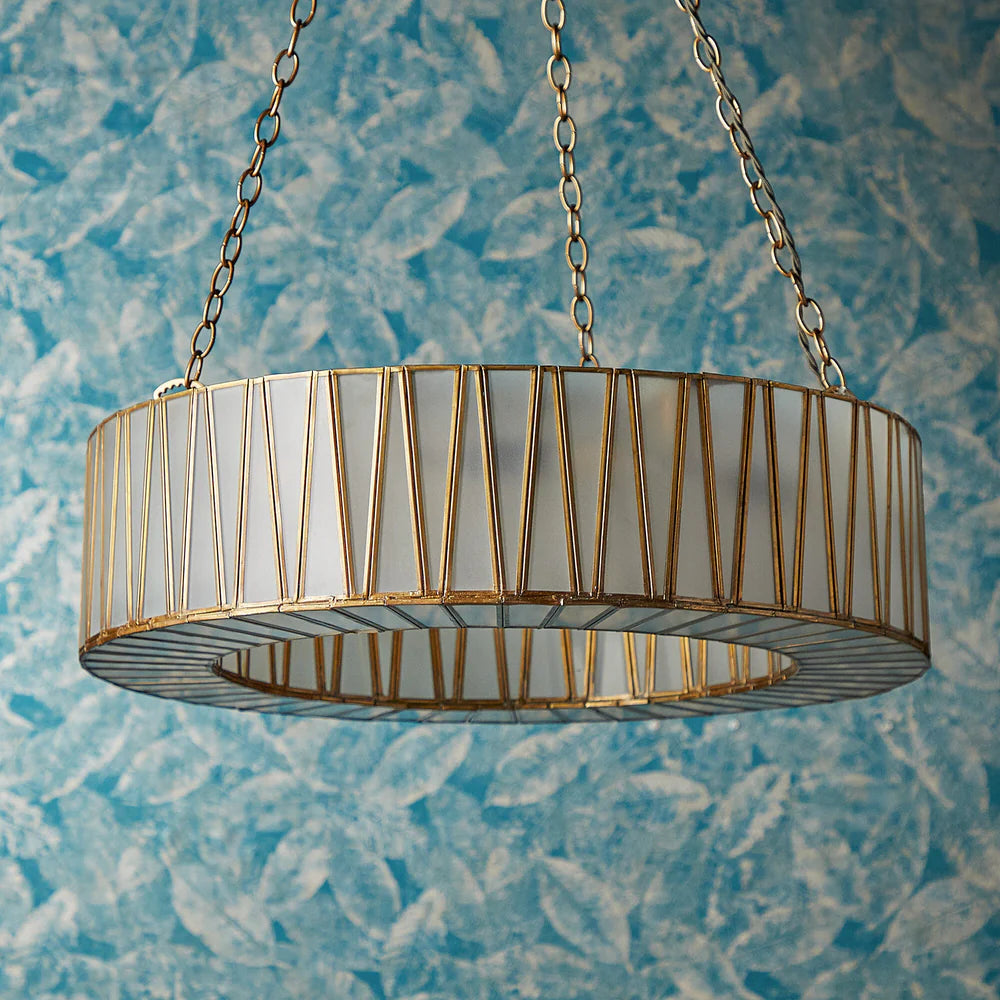 Pooky Shard Chandelier in Brass and Frosted Glass