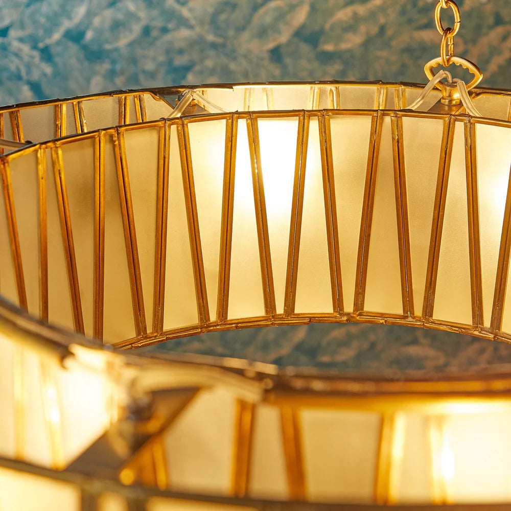 Pooky Shard Chandelier in Brass and Frosted Glass