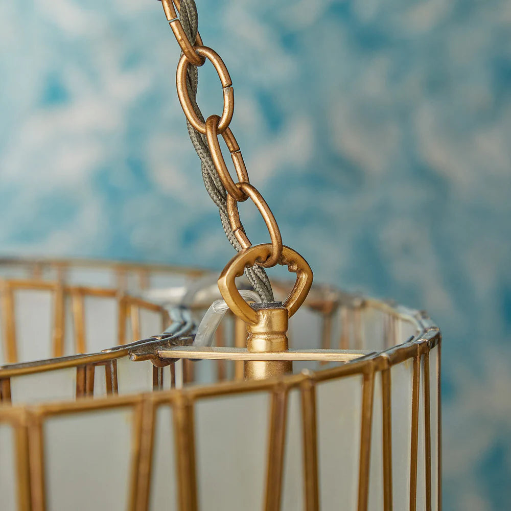 Pooky Shard Chandelier in Brass and Frosted Glass