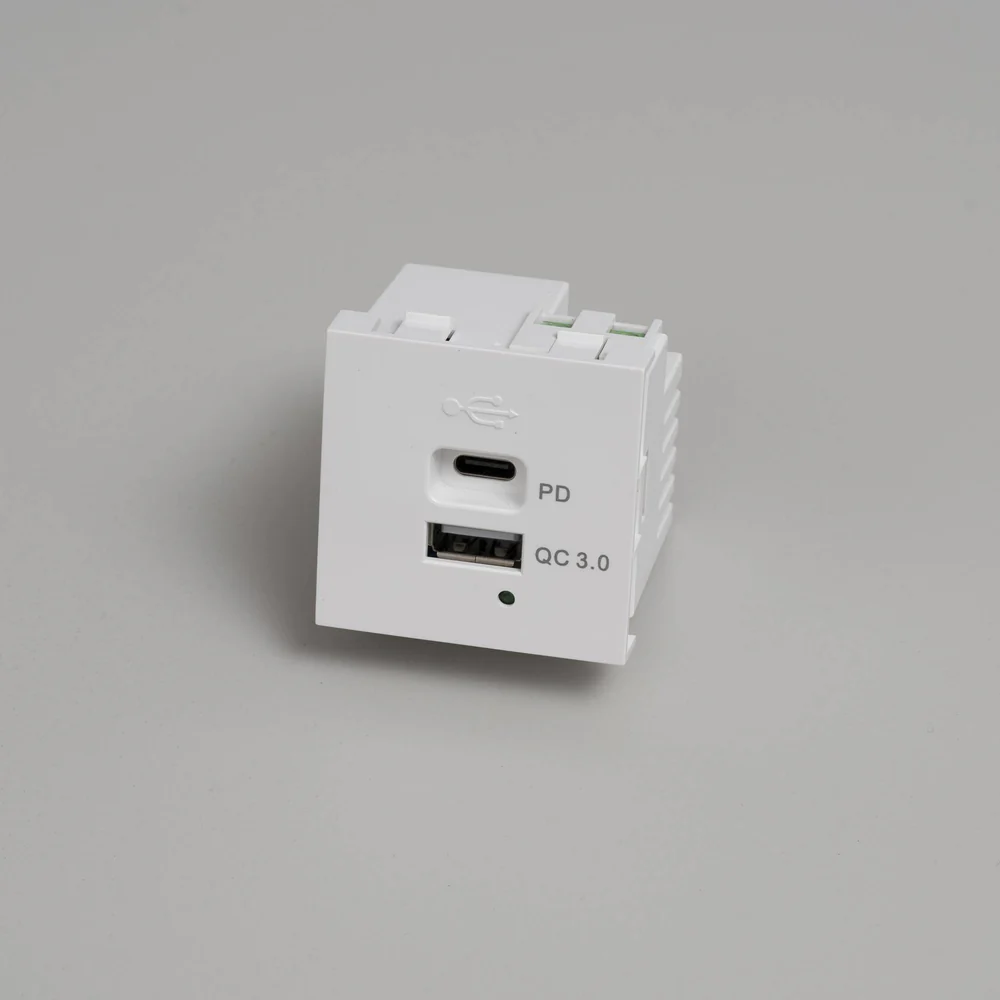 Buster & Punch - USB Module - USB A + C Quick Charge 45 mm - White Finish