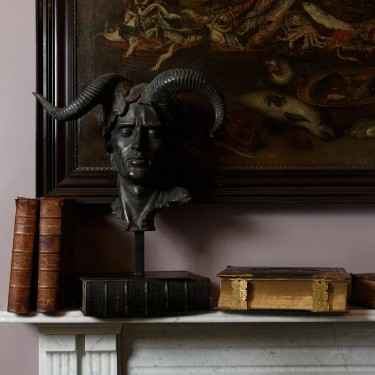 Pure White Lines Damien Bust on Stand