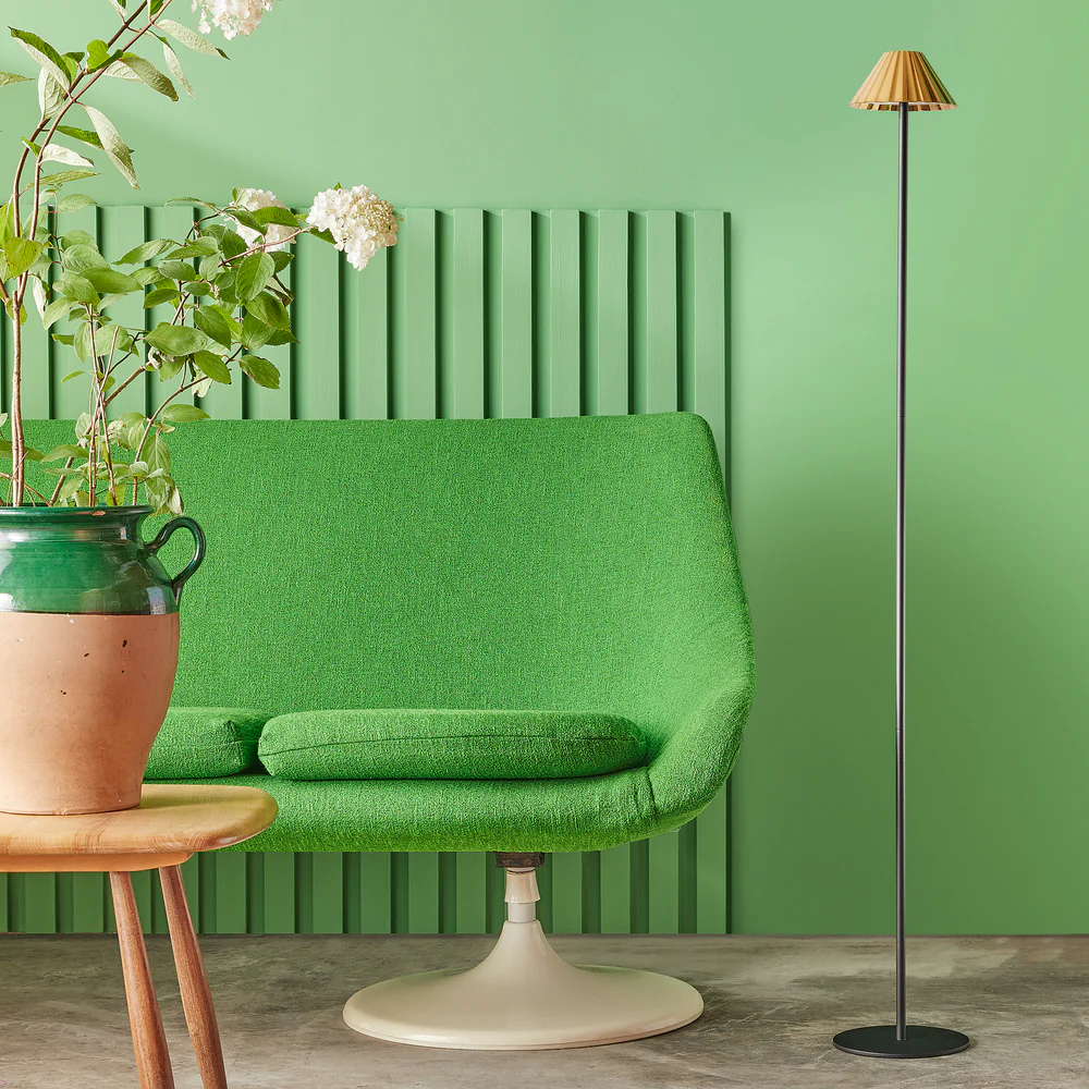 Pooky - Twinky Rechargeable Floor Lamp - Black With Brass Hood