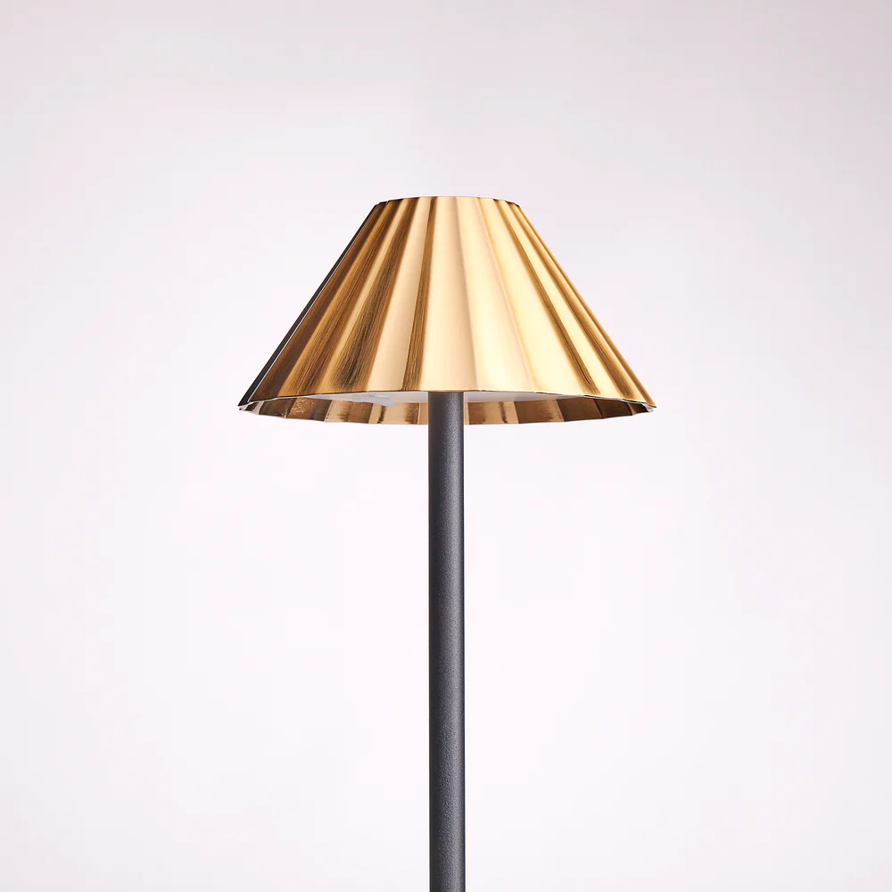 Pooky - Twinky Rechargeable Floor Lamp - Black With Brass Hood