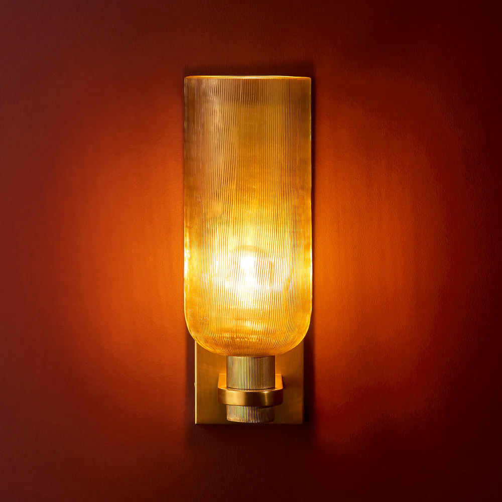 Pooky - Riven Wall Light - Etched Glass And Brass