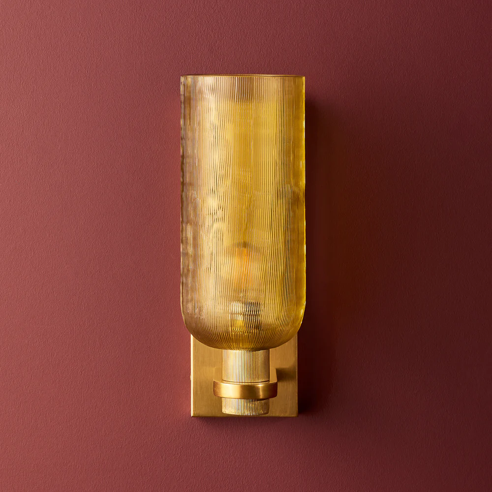 Pooky - Riven Wall Light - Etched Glass And Brass