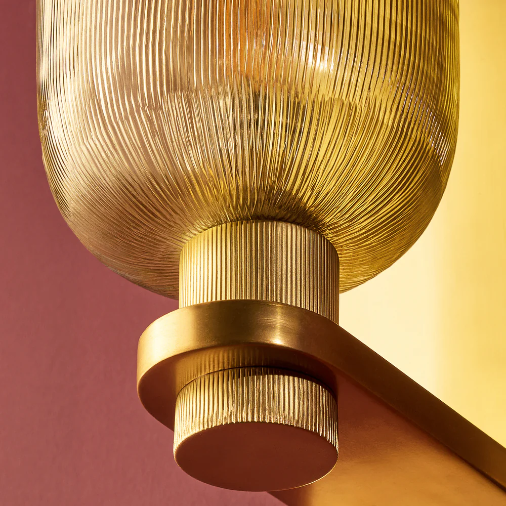 Pooky - Riven Wall Light - Etched Glass And Brass