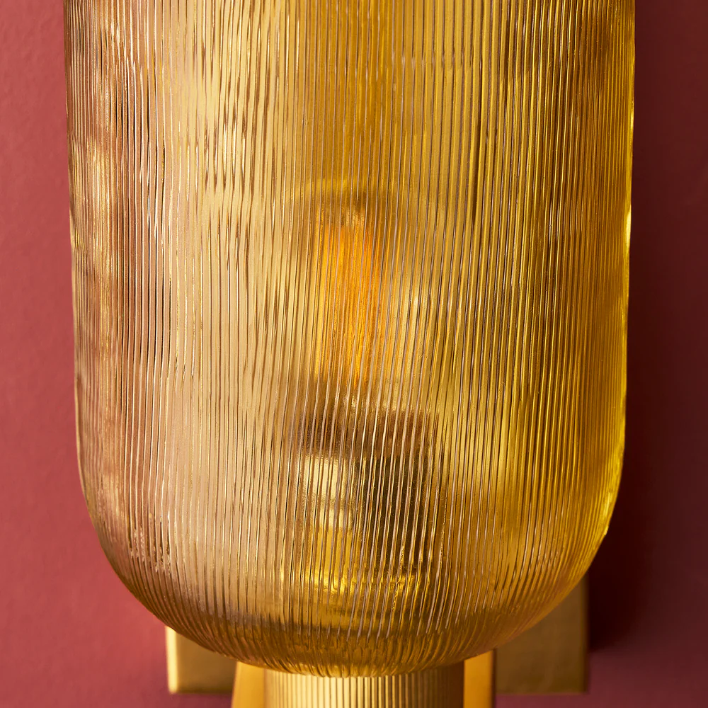 Pooky - Riven Wall Light - Etched Glass And Brass
