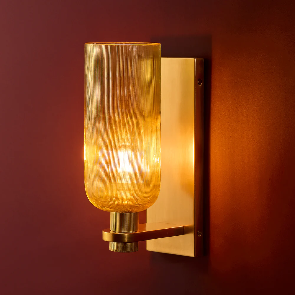 Pooky - Riven Wall Light - Etched Glass And Brass
